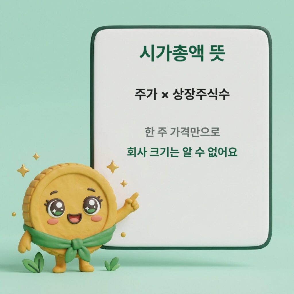 시가총액은 주가에 상장주식수를 곱한다는 요약