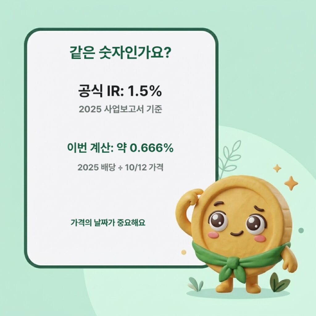 공식 IR의 사업보고서 기준 값과 이번 교육용 계산의 기준 구분